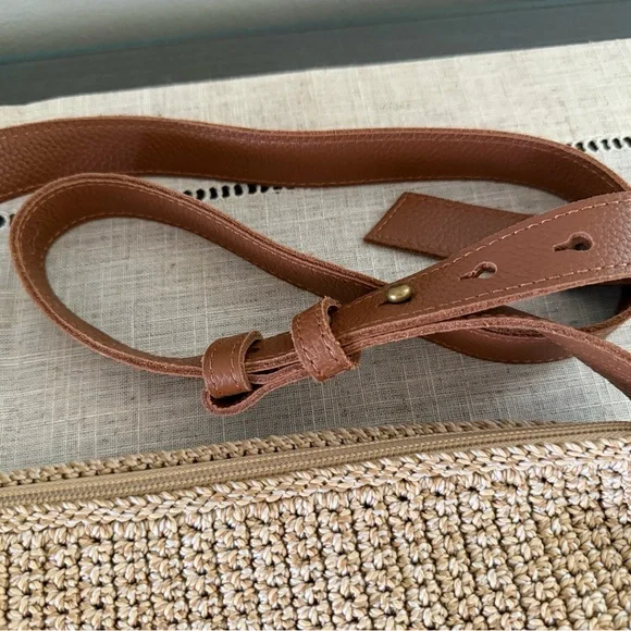 The Sak Half-Moon Woven Crossbody Bag with Brown Leather Strap - Picture 7 of 10